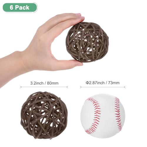 6-Pack 3.2 Inch Wicker Rattan Balls - Brown Decorative Vase Fillers
