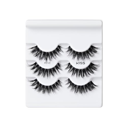 False Eyelashes Reusable Strip Lashes 7-16mm Wispy Cat-Eye Style 3 Pairs