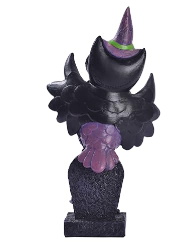 Purple Resin Owl Statue Decor Halloween Witch Hat Figurine Indoor Home Accent