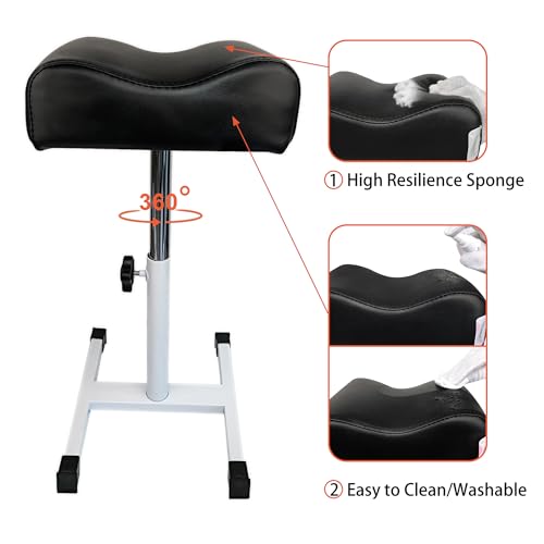 QUEESALN Pedicure Stand Stool Footrest Stand Adjustable Height Technician SPA Beauty Stand Stool with Non-Slip SPA Salon Home Equipment Black