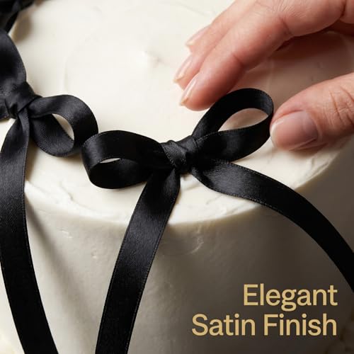 Black Bow Cake Toppers - 30 Pack Elegant Ribbon Decorations for Cakes & Cupcakes - Variation: Black