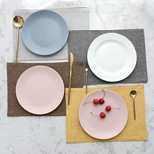 Yellow Linen Placemats Set of 8 - Washable Heat-Resistant Dining Table Mats