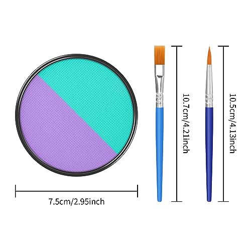 Matte Finish Face Body Paint Set - Purple & Cyan, 30g Water-Activated Makeup for Halloween & Cosplay