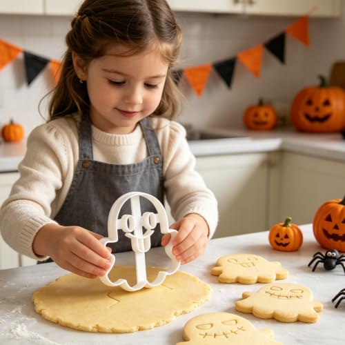 Halloween Cookie Cutter Set Ghost Shape - 4 Pcs, 3D Spherical Ornament Design, Ghost Shape Cookie Cutters - Halloween Styling 21