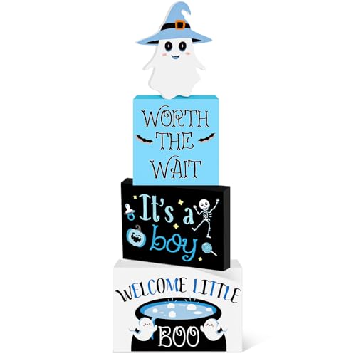 Halloween Baby Shower Table Decorations - 4 Ghosts for Boy Welcome Party
