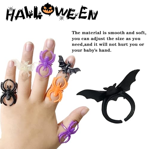Halloween Spider and Bat Rings - 150 Pack Plastic Party Favors & Decorations