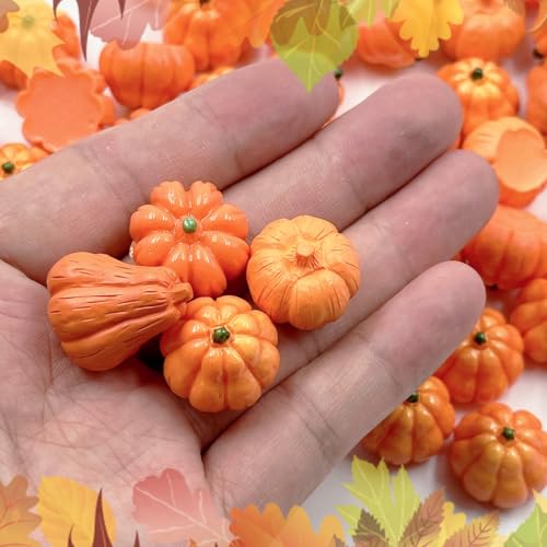 Mini Resin Pumpkins Set - 4 Styles, 40 Small Fall Halloween Decor