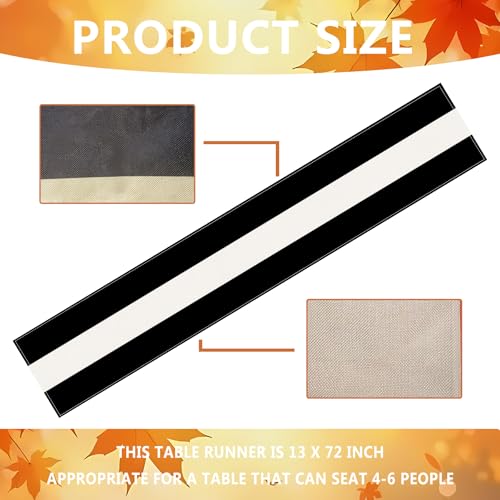 Black and White Halloween Table Runner 13 x 72 Inch Linen Cotton Decor