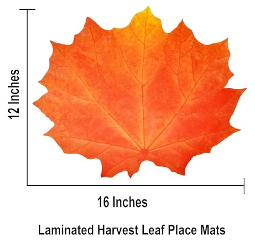 Fall Leaf Place Mats - 48 Orange Maple Disposable Table Decor for Thanksgiving