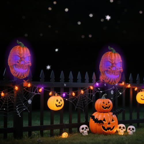 Halloween Pumpkin Light Covers 2PCS Purple Outdoor Porch Decor - Variation of THIS listing