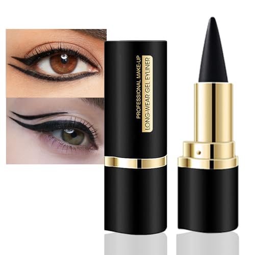 Black Gel Eyeliner Pencil - Waterproof Matte Eye Makeup Set with Eyeliner & Eyebrow Tips - 1 Pack