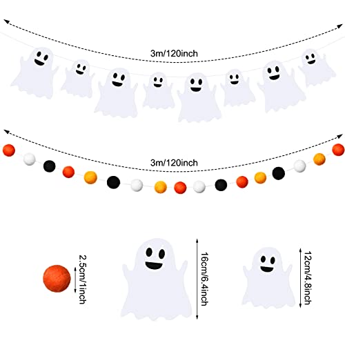 Halloween Banner Set with Ghost, Boo & Ball Garlands - Burlap & Felt Decorations