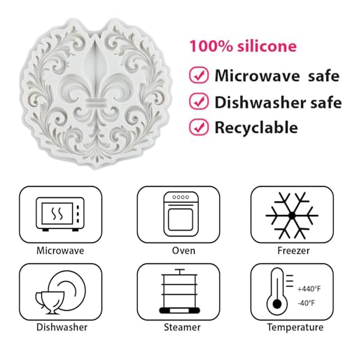 Baroque Silicone Mold Set of 4 - Curlicues, Scroll, Lace, Relief for Cake Decorating - Style M