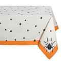 Halloween Tablecloth 52x52 Inch Black Stars & Spiders on Off-White Cotton