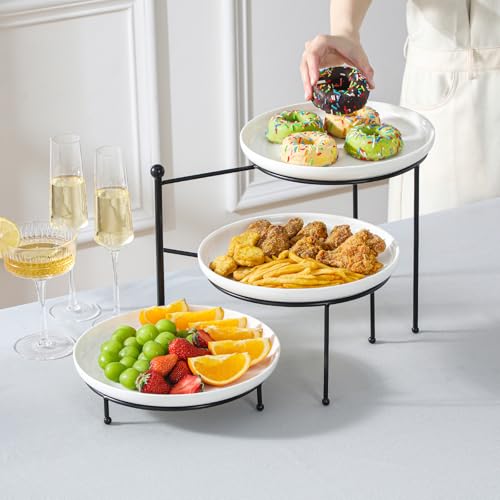 White 10-Inch 3-Tier Rotating Serving Tray - Dessert & Appetizer Stand