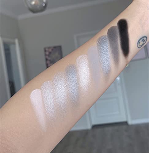 Shimmer & Matte Eyeshadow Palette - 9 Black Silver Gray Glitter & Matte Set - Halloween Makeup