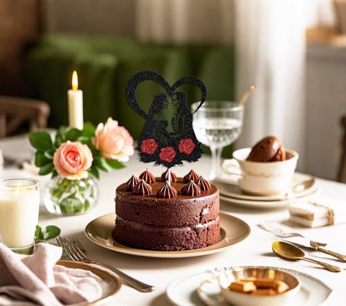 Halloween Bride or Die Skull Cake Topper Wedding Decorations Black Red