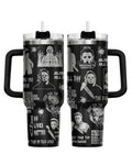 CreepyBlack 40 oz Insulated Tumbler with Handle - Halloween Horror Gift