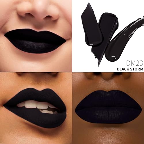 Depuplum Black Matte Lipstick - Long Lasting, Vegan Formula - DM23 Black Storm