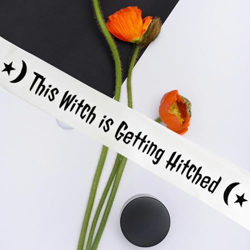 Getting Hitched Bride Sash - White Witchy Celestial Bachelorette Party Accessory