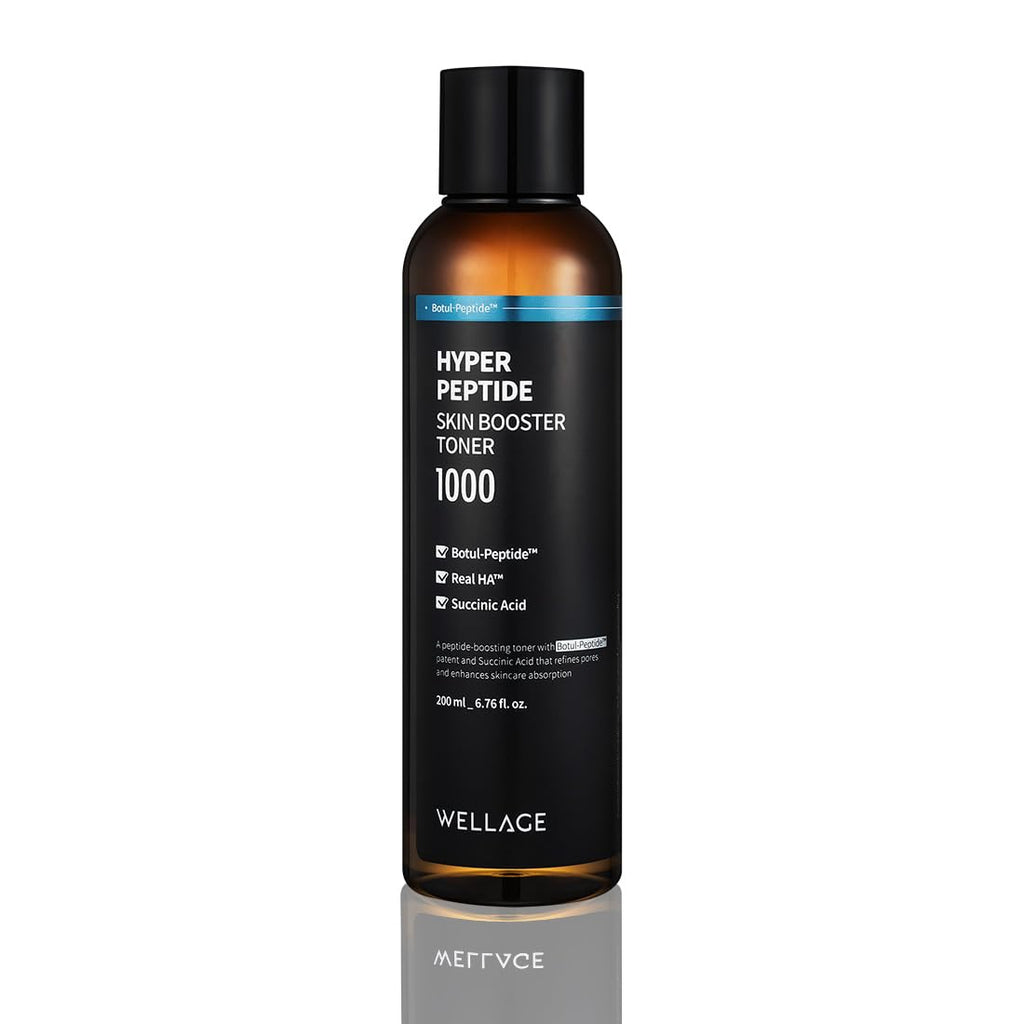 WELLAGE Hyper Peptide Skin Booster Face Toner - Korean Beauty Facial Astringent, Infused Peptide PHA, Anti-Aging, Wrinkle & Elasticity Improvement - for Uneven Texture, Reduces Pores, 6.76 fl.oz.