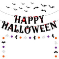 Halloween Black Bat Ghost Banner & Garland Set - Indoor Party Decorations