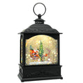 Christmas Snow Globe Lantern with Music & Timer - Black Santa LED Glitter Decor