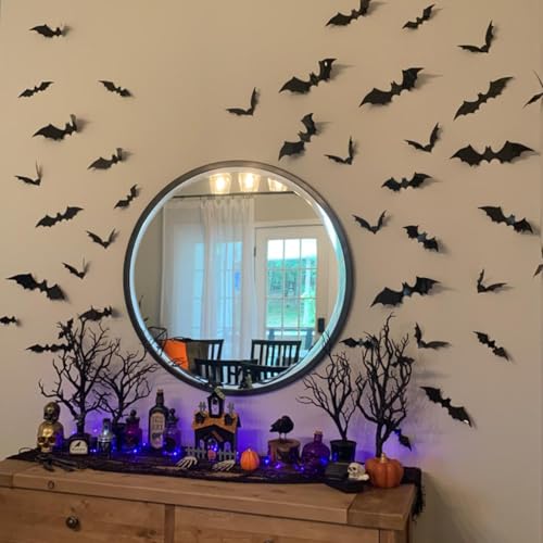 Halloween Bat Stickers - 60 Waterproof Reusable Wall Decals for Holiday Decor