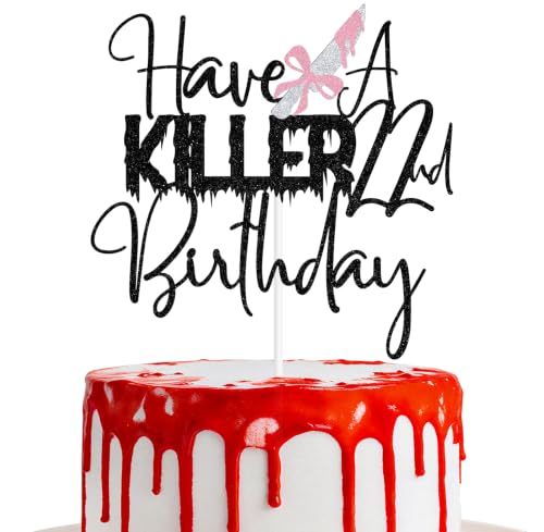 Black Glitter Have A Killer 22nd Birthday Cake Topper - Horror Zombie Party Décor - Black Killer Variation