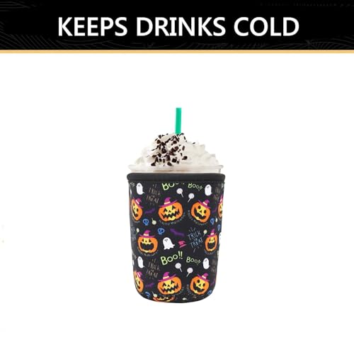 Halloween Boo Reusable Neoprene Coffee Cup Sleeve - 3 Pack for Iced & Hot Drinks