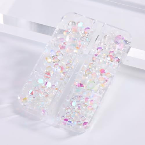 3D Aurora Bubble Beads Nail Art Charms - Iridescent Dewdrop Rhinestones - Aurora Bubbles Variation