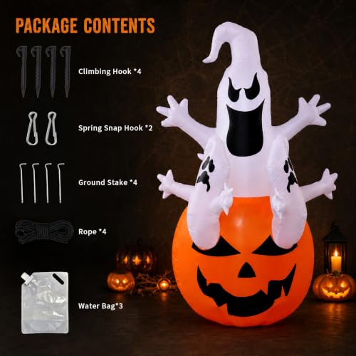 6ft Halloween Inflatable Ghost and Pumpkin Decor Set - Outdoor Spooky Decorations