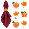 Thanksgiving Pumpkin Napkin Rings Set - 6 Piece Fall Table Decor