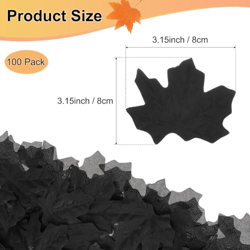 Artificial Maple Leaves Faux Fall Leaves for Thanksgiving and Wedding Decor - Black, 100 Pack
