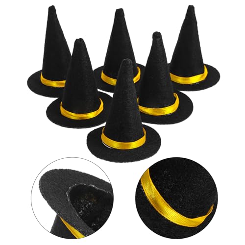 Mini Felt Witch Hats 6-Pack for Halloween Wine Bottle Decorations