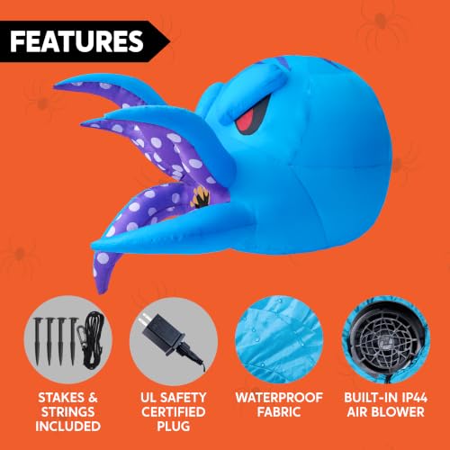 5 FT Halloween Inflatable Octopus Car Decoration with LED Lights - Trunk or Treat Outdoor Decor
