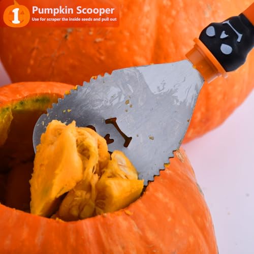 Black 3-Piece Pumpkin Carving Kit Set - Heavy Duty Stainless Steel Halloween Tools