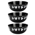 Halloween Plastic Trick or Treat Candy Bowls - Black Ghost, Reusable Party Supplies (Set of 3)
