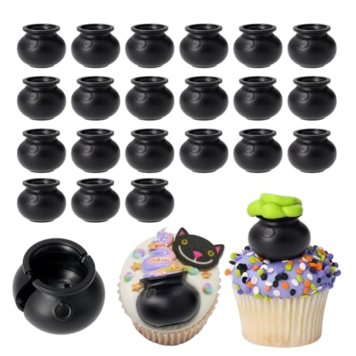 Halloween Cauldron Cupcake Toppers - 24 Pack Food Safe Decorations