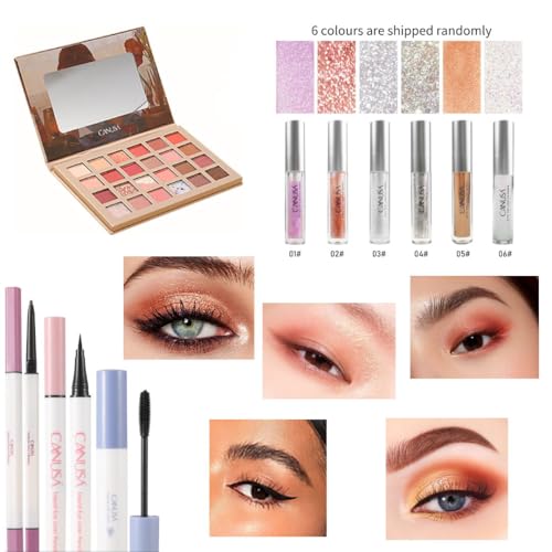 Full Face Makeup Set with 24 Eyeshadow Colors & Brushes - Light Ivory B1, One Size