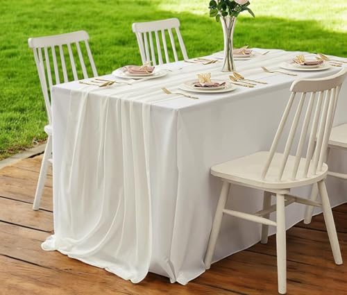 10ft Chiffon Table Runner Pack of 5 - Ivory Romantic Rustic Wedding Decor