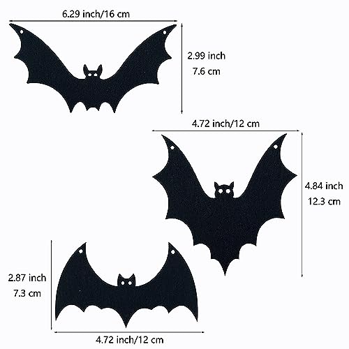 Halloween Felt Hanging Bat Decorations - 36 Pack Flying Bat Ornaments for Party & DIY Decor