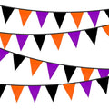 Halloween Pennant Banner - Black, Orange & Purple Fabric Triangle Bunting - 39Ft Indoor Outdoor Party Decor with Variation Black Orange Purple