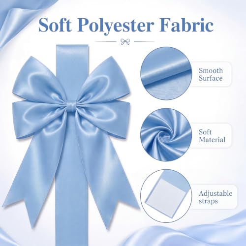 Light Blue Christmas Cabinet Ribbons Bows Set of 6 - Festive Kitchen Decor
