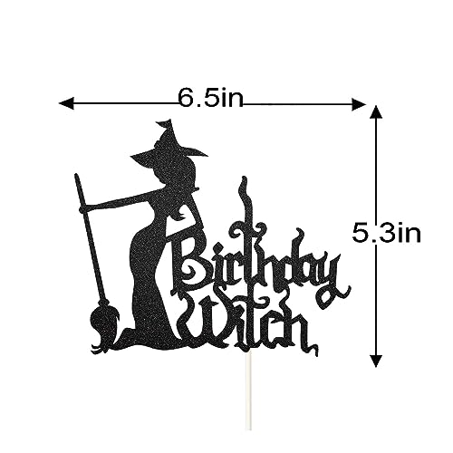 Birthday Witch Cake Topper, Happy Decor for Girl’s Halloween Party