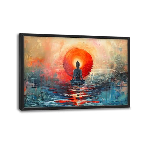 Buddha Wall Art Canvas Print - Large Abstract Zen Meditation Artwork for Living Room & Bedroom - 36 x 24 Inches - Variation of Buddha / 36"L x 24"W