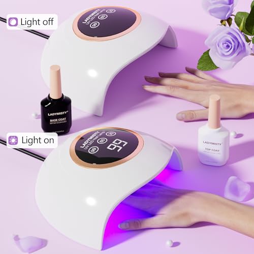 72W UV LED Nail Lamp for Gel Nails, Smart Sensor, 3 Timer Settings, LCD Display, Home DIY Salon Tool
