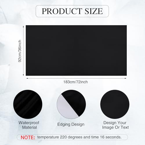 Black Sublimation Table Runner 36x72 Inches - DIY Heat Transfer Blank