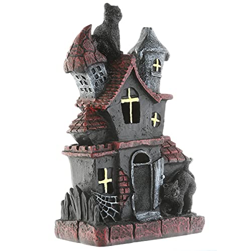Pre-Lit Haunted House Halloween Decoration with LED Lights - 7 Inches