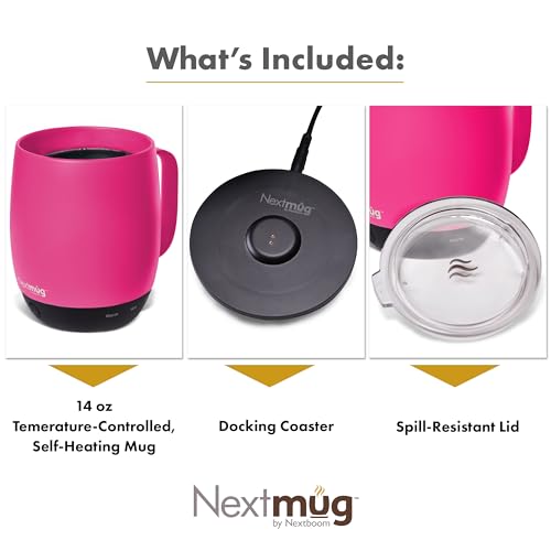14 Ounce Temperature-Controlled Self-Heating Coffee Mug - Pink